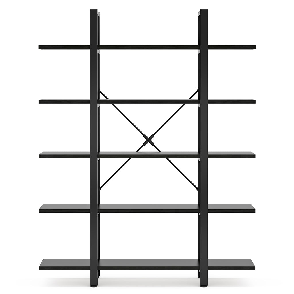 70.07" Height 5-Tier Vintage Industrial Black Bookshelf
