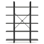 70.07" Height 5-Tier Vintage Industrial Black Bookshelf