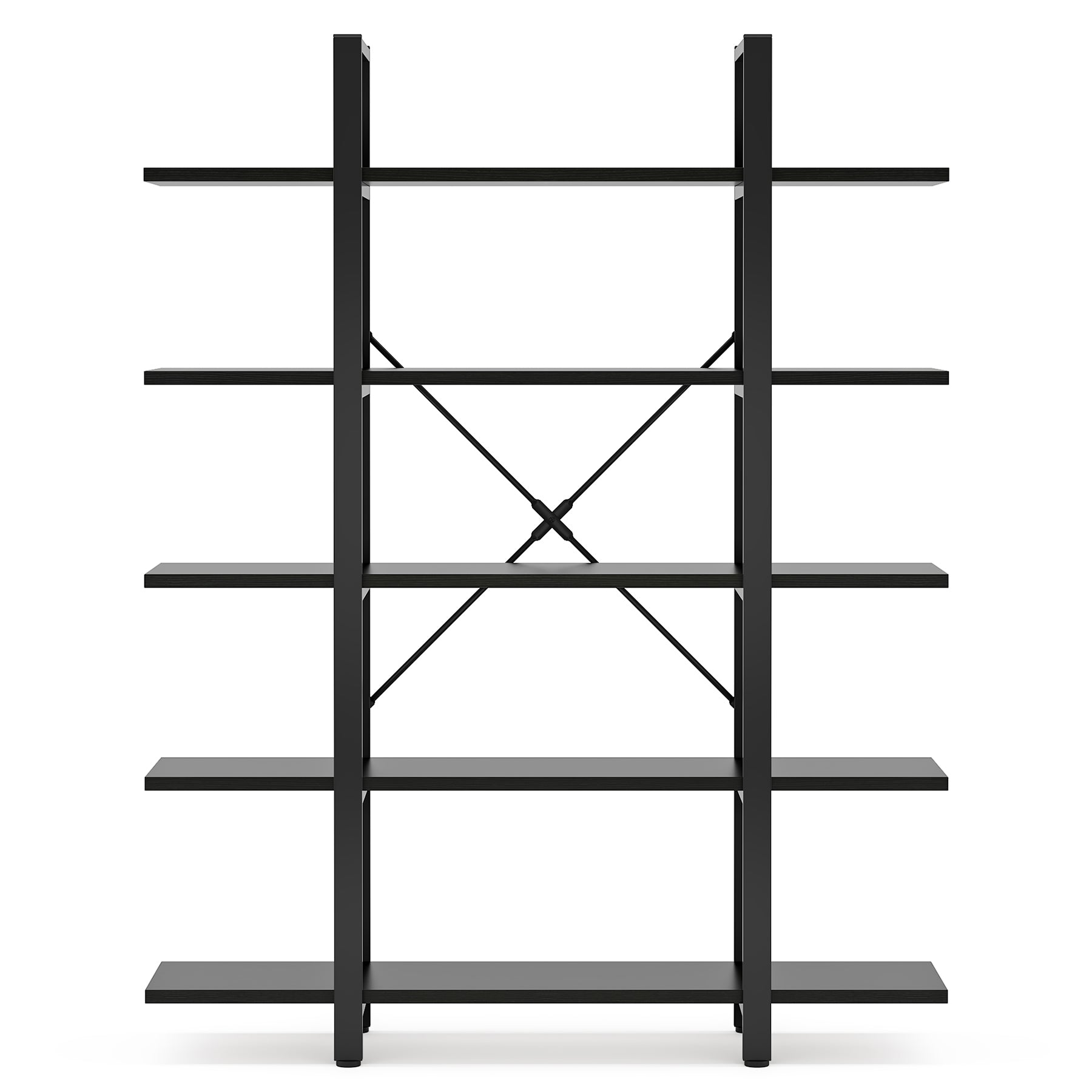 70.07" Height 5-Tier Vintage Industrial Black Bookshelf