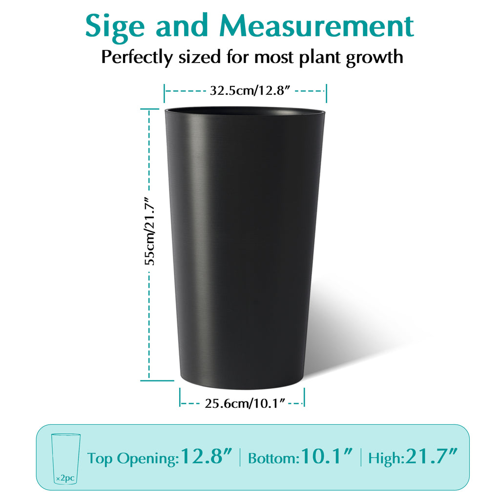 2 Pack Tall 21.7 in Planters for Outdoor Plants
