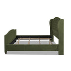 Marcella Upholstered Shelter Headboard Bed Set, King, Olive
