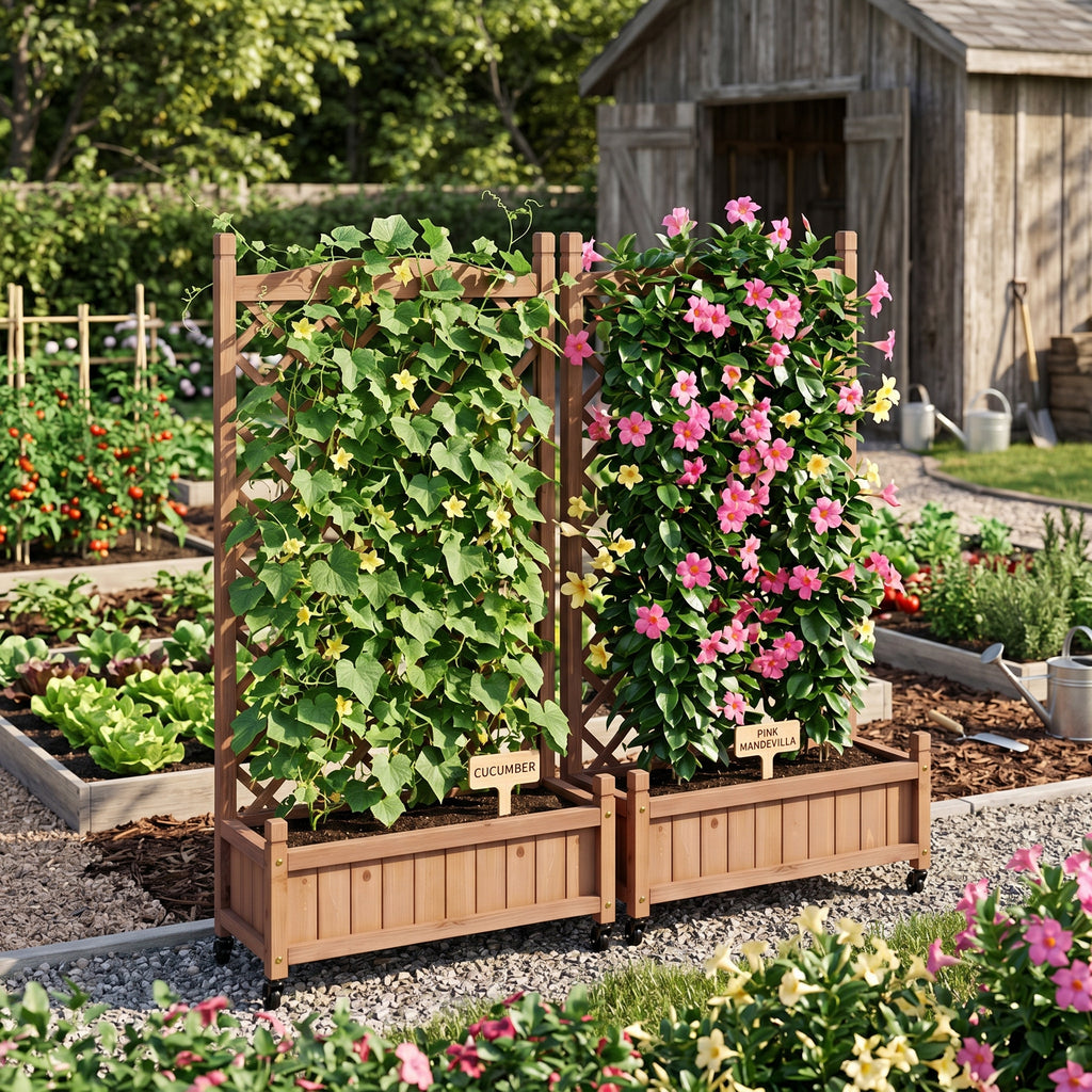 Raised Garden Bed with Trellis 2 Pack