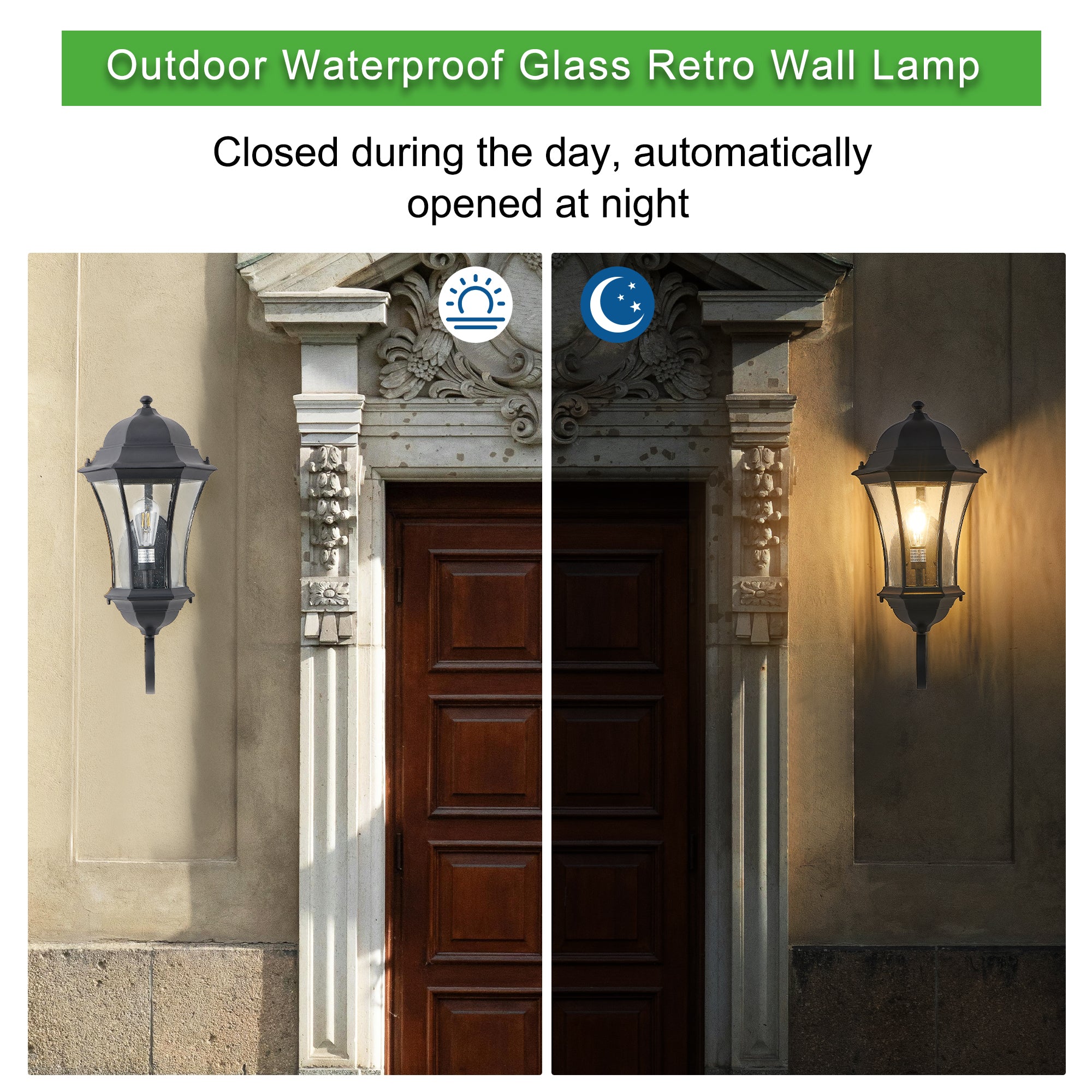 27" Outdoor Wall Lantern with Dusk to Dawn Sensor