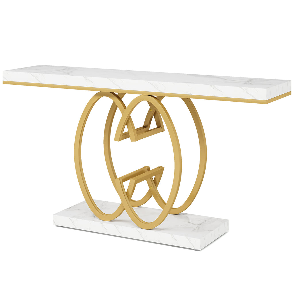 Luxurious 55" Faux Marble Console Table