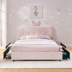 Full Size Kids Upholstered Bed with Oversized Rabbit Ear Headboard
