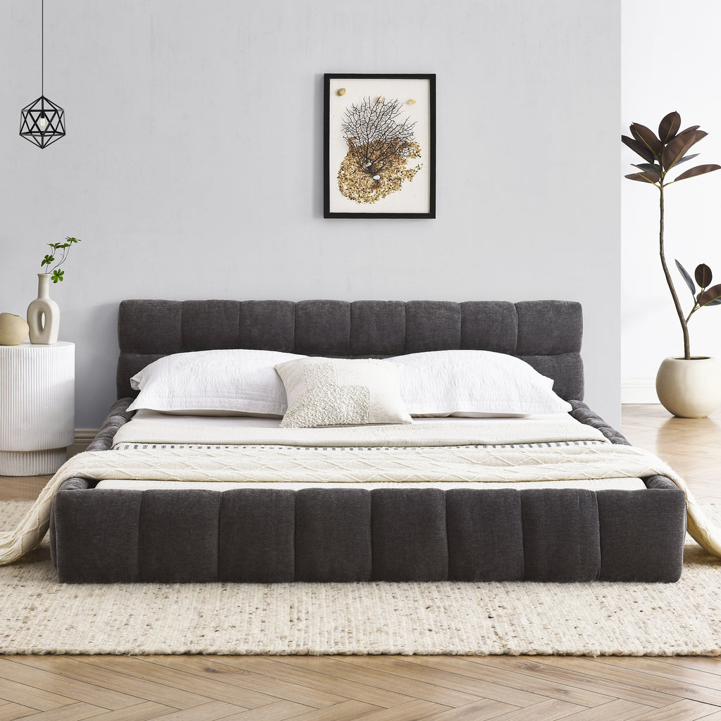 Queen Size Upholstered Bed Frame with Thick Fabric