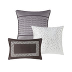 7 Piece Jacquard Comforter Set - Grey/Taupe - Queen