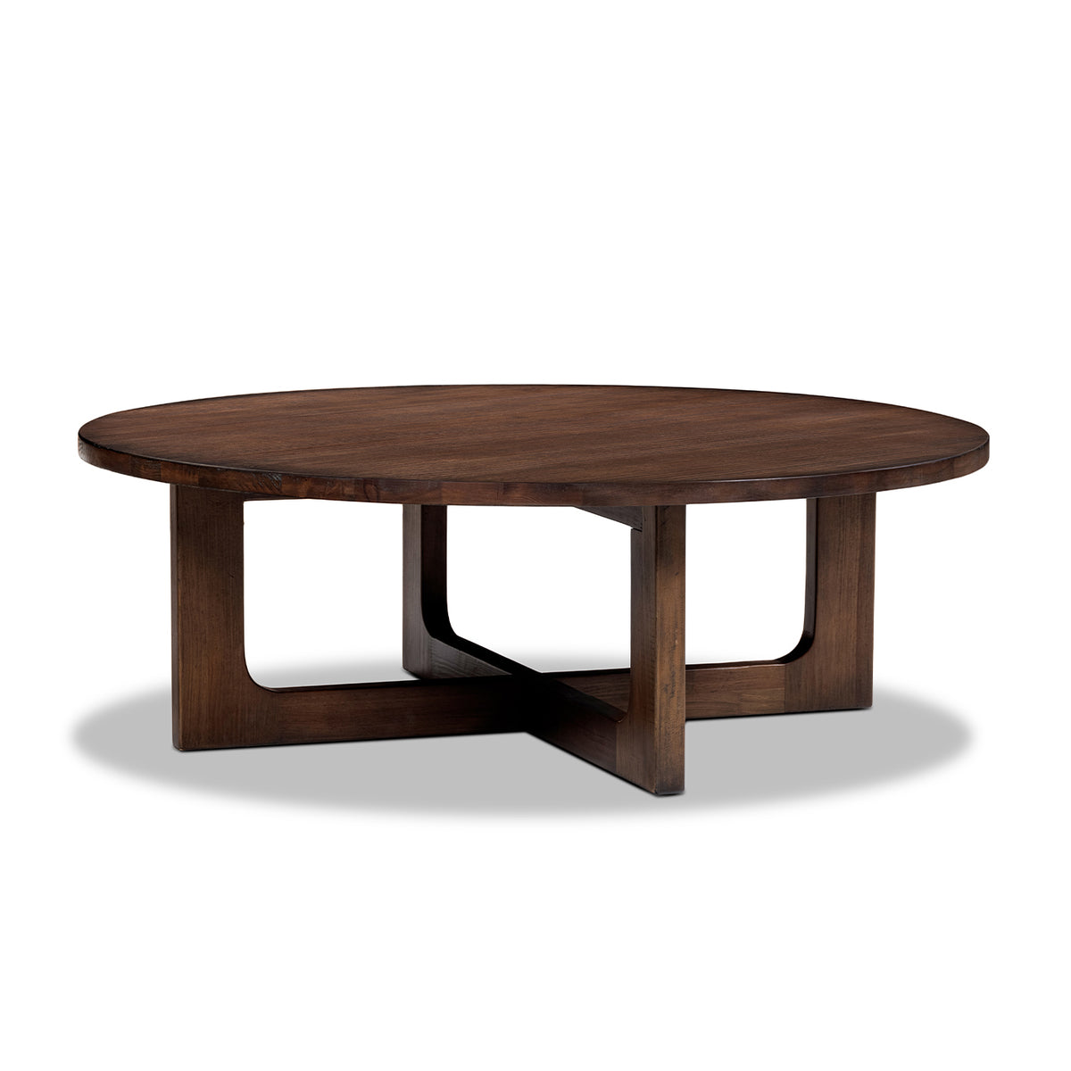Pino 48-Inch Round Reclaimed Pine Coffee Table, Java