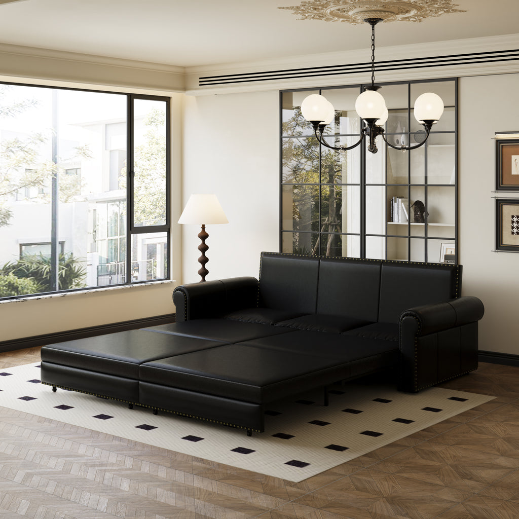 Chesterfield Sofa, 93.7" King Pull Out Sofa Bed