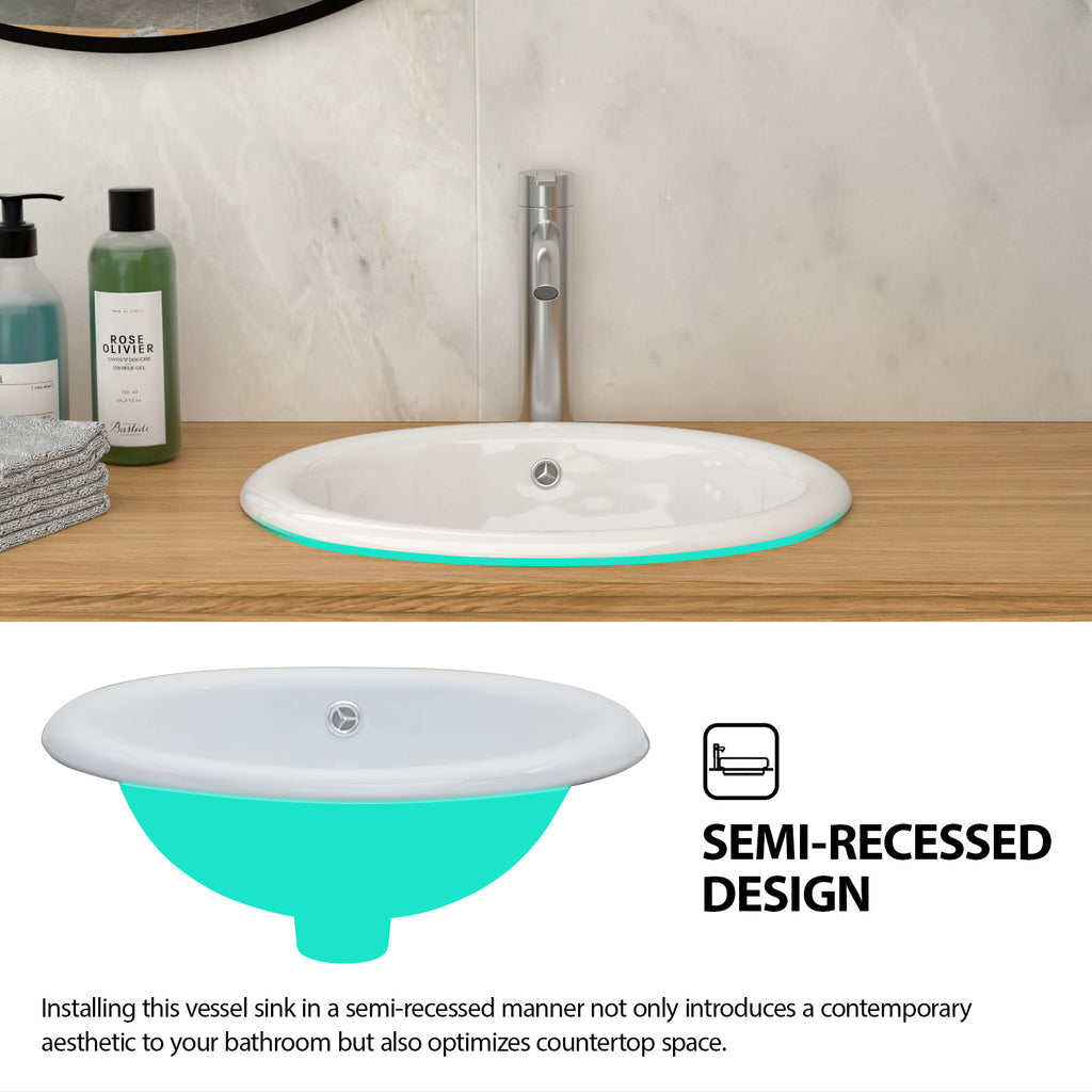 17"x15.5" Ceramic Semi-Recessed Sink
