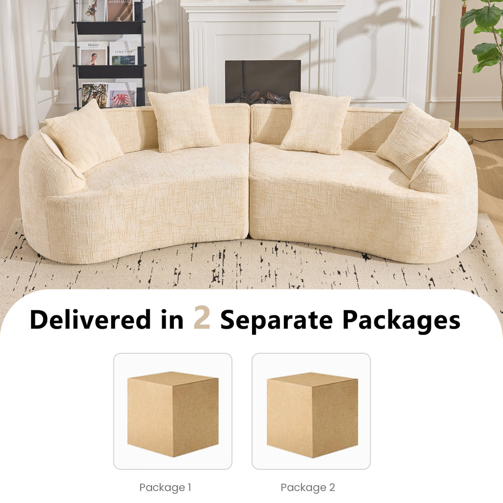 Beige Curved Compressed Sofa