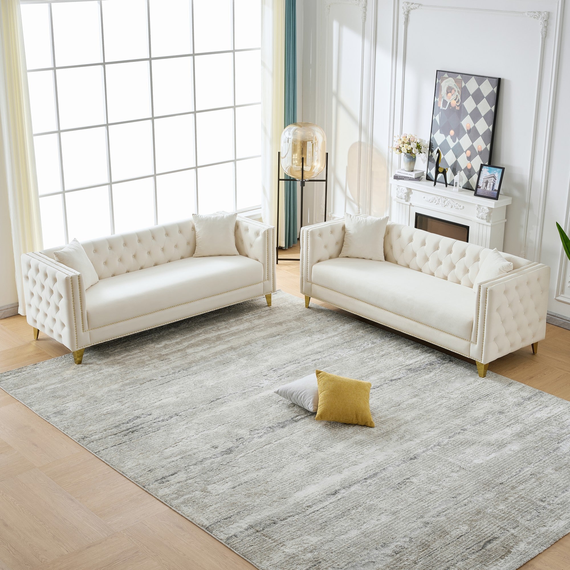 Chesterfield Velvet Sofa 3+3 Seater