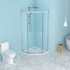 Shower Door 34-1/8" x 72" Semi-Frameless Neo-Angle Hinged Shower Enclosure