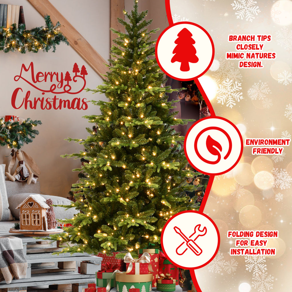 6-Foot Hinged Artificial Christmas Tree, 1608 Tips, 350 Warm White LED Lights