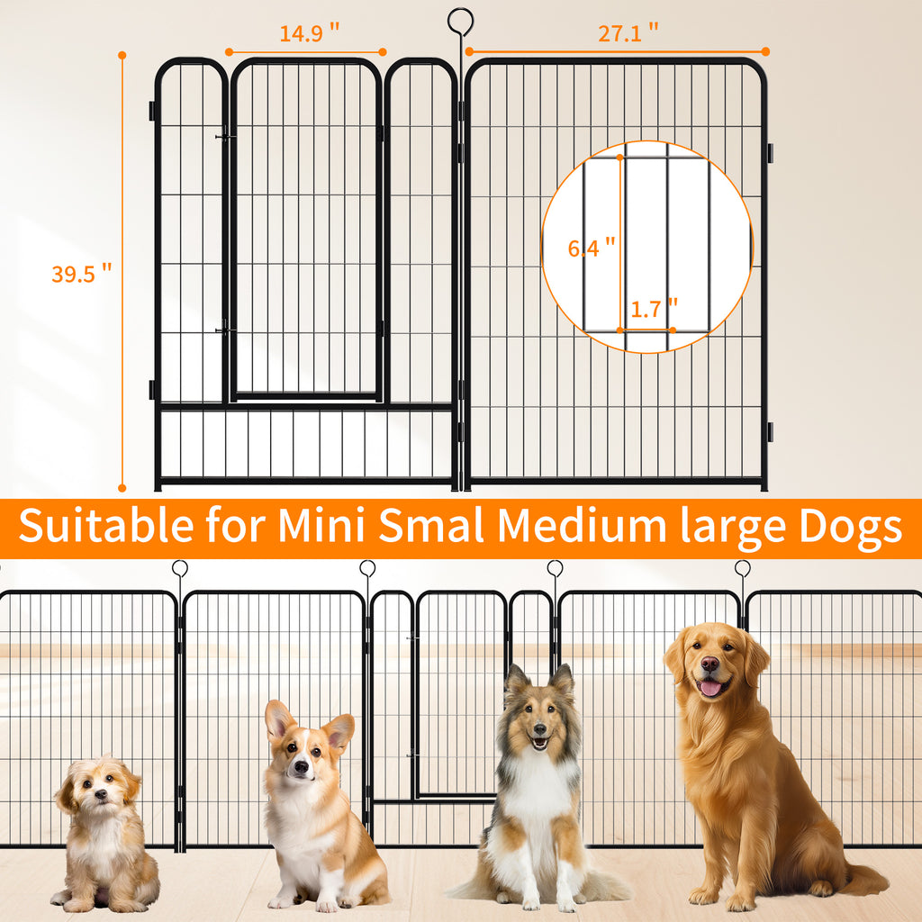 Dog Playpen 40 Inch - 16 Panels Heavy Duty Metal Pet Exercise Pen