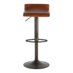 Barstool in Antique Metal and Faux Leather