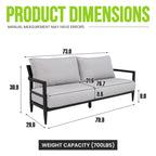 Modern Outdoor Fully Weld Bench Seat Sofa in Ember