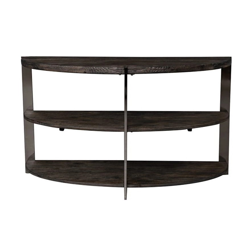 Kalne Console Table Half Moon Shape with 2 Open Shelves
