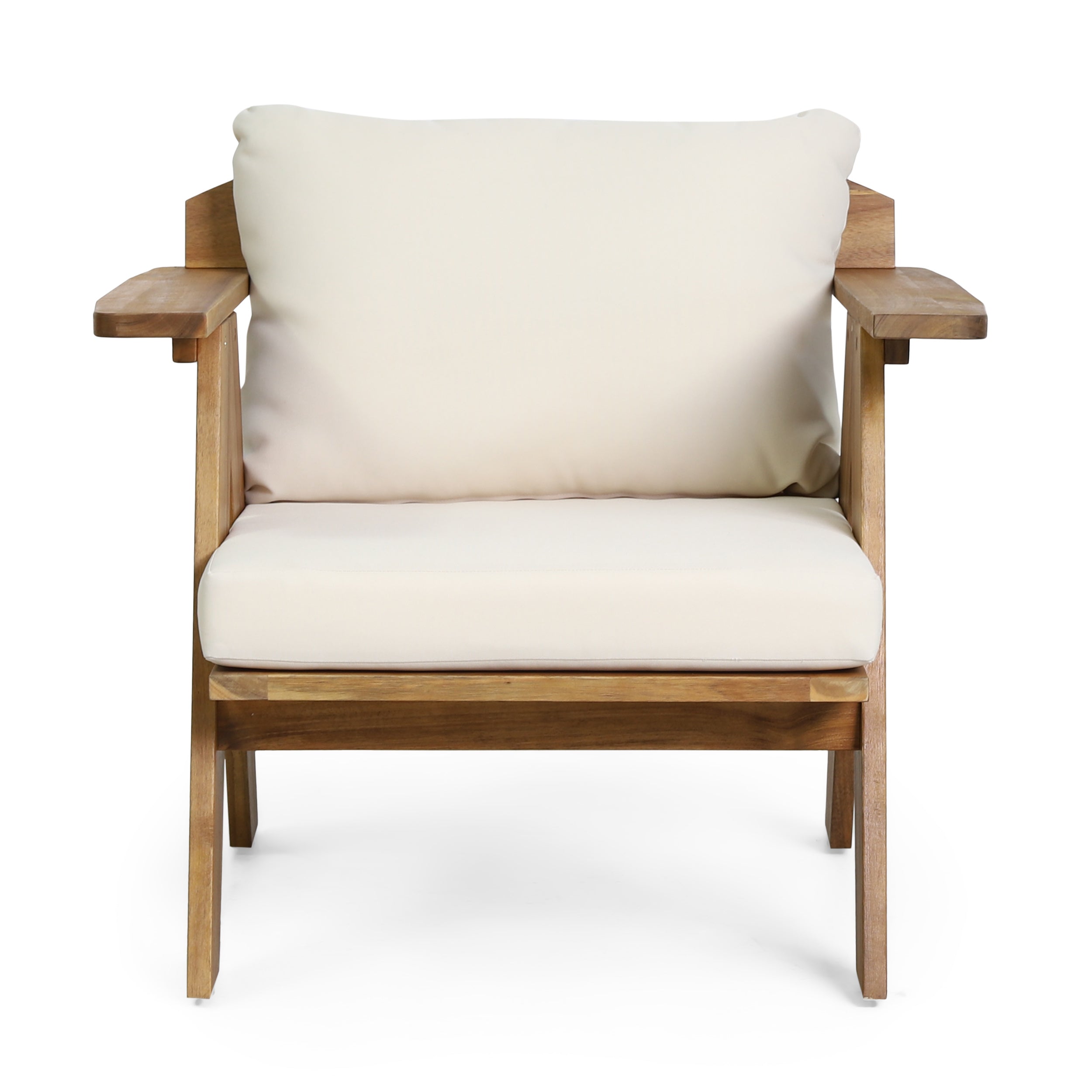 Outdoor Acacia Wood Club Chairs with Cushions (Set of 2)