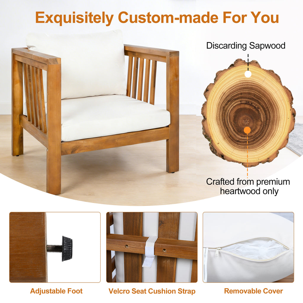 Outdoor Acacia Wood Club Chair