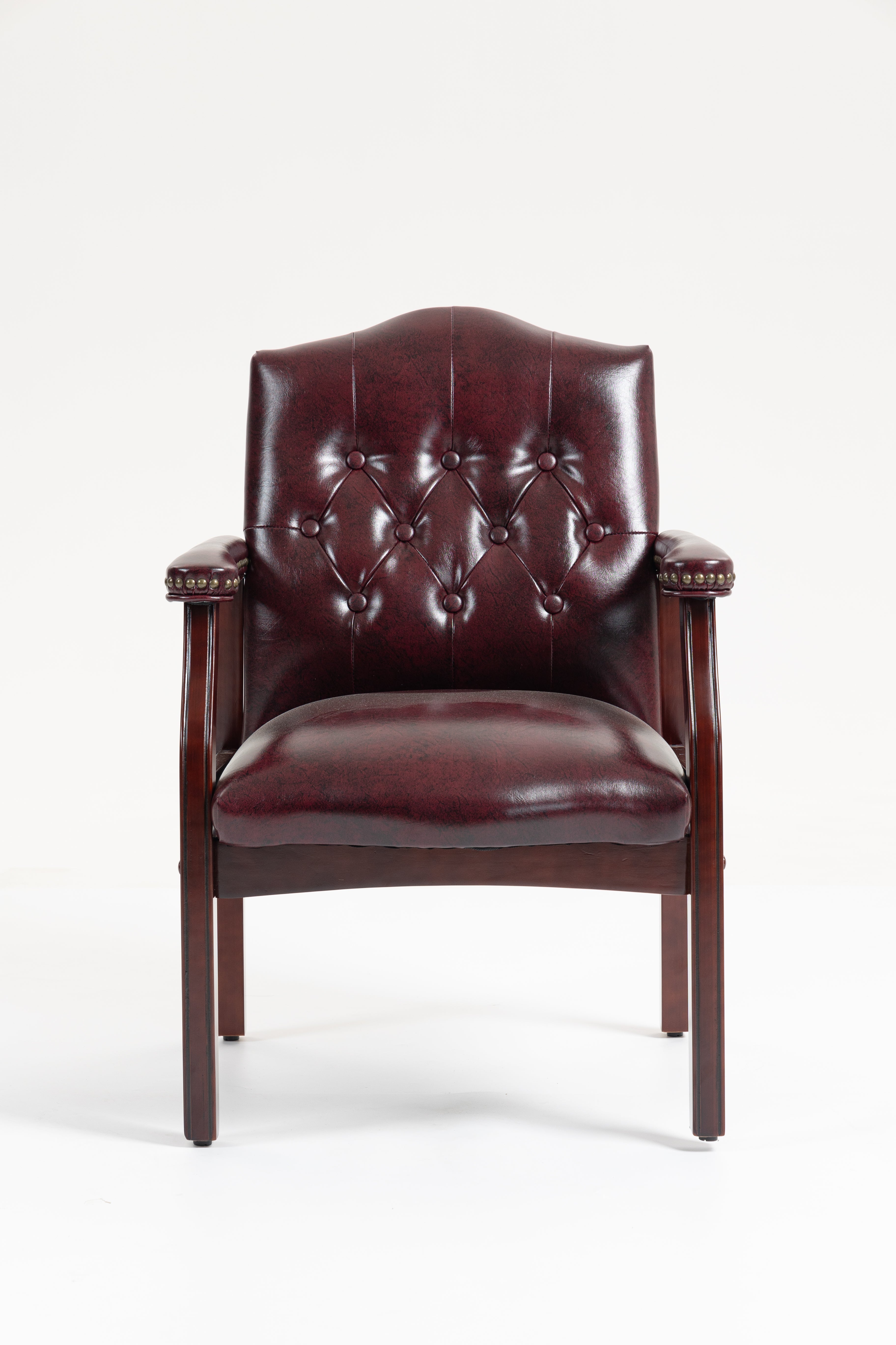 Burgundy Leather Reception Guest Chairs