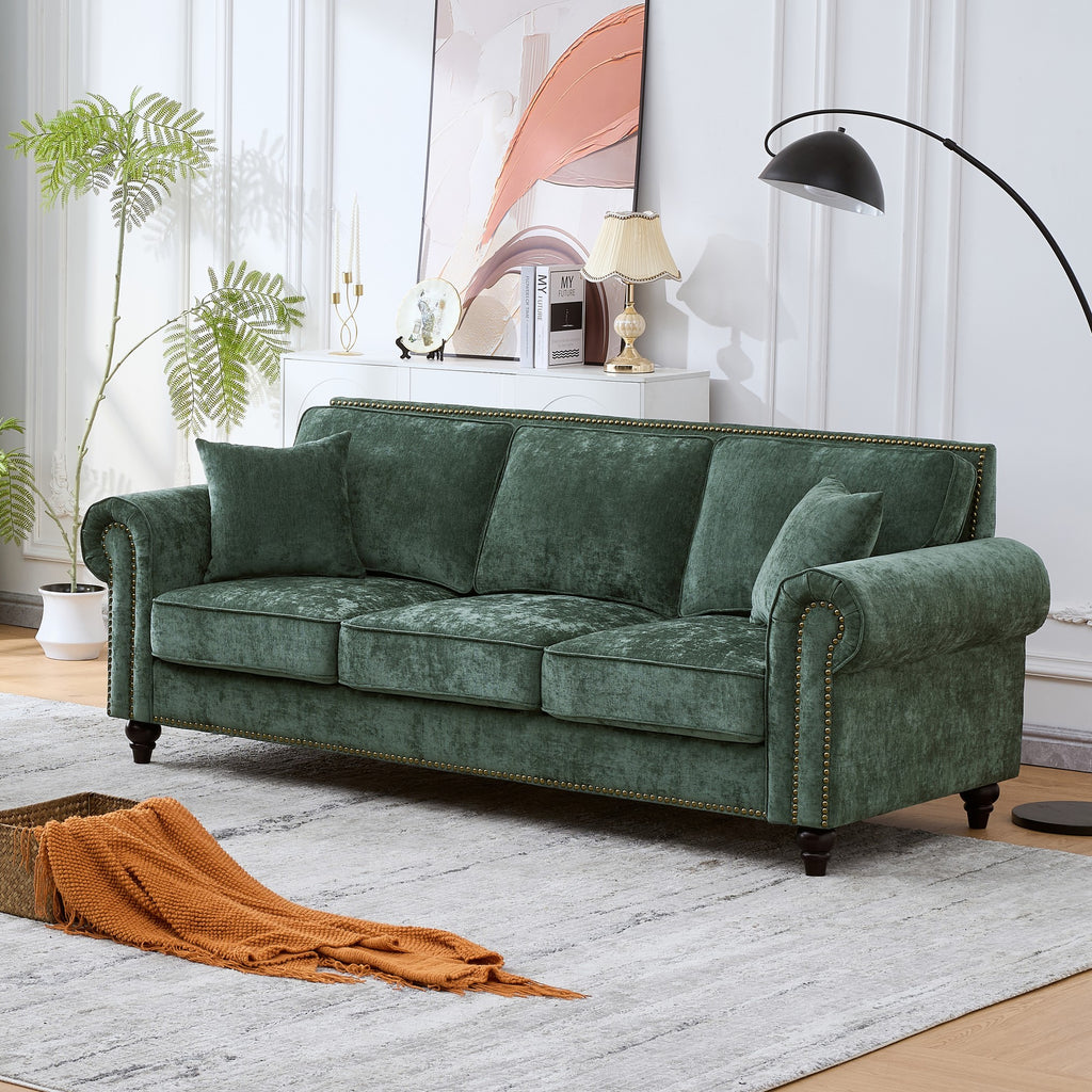 86" Modern 3-Seater Sofa with Rolled Arms