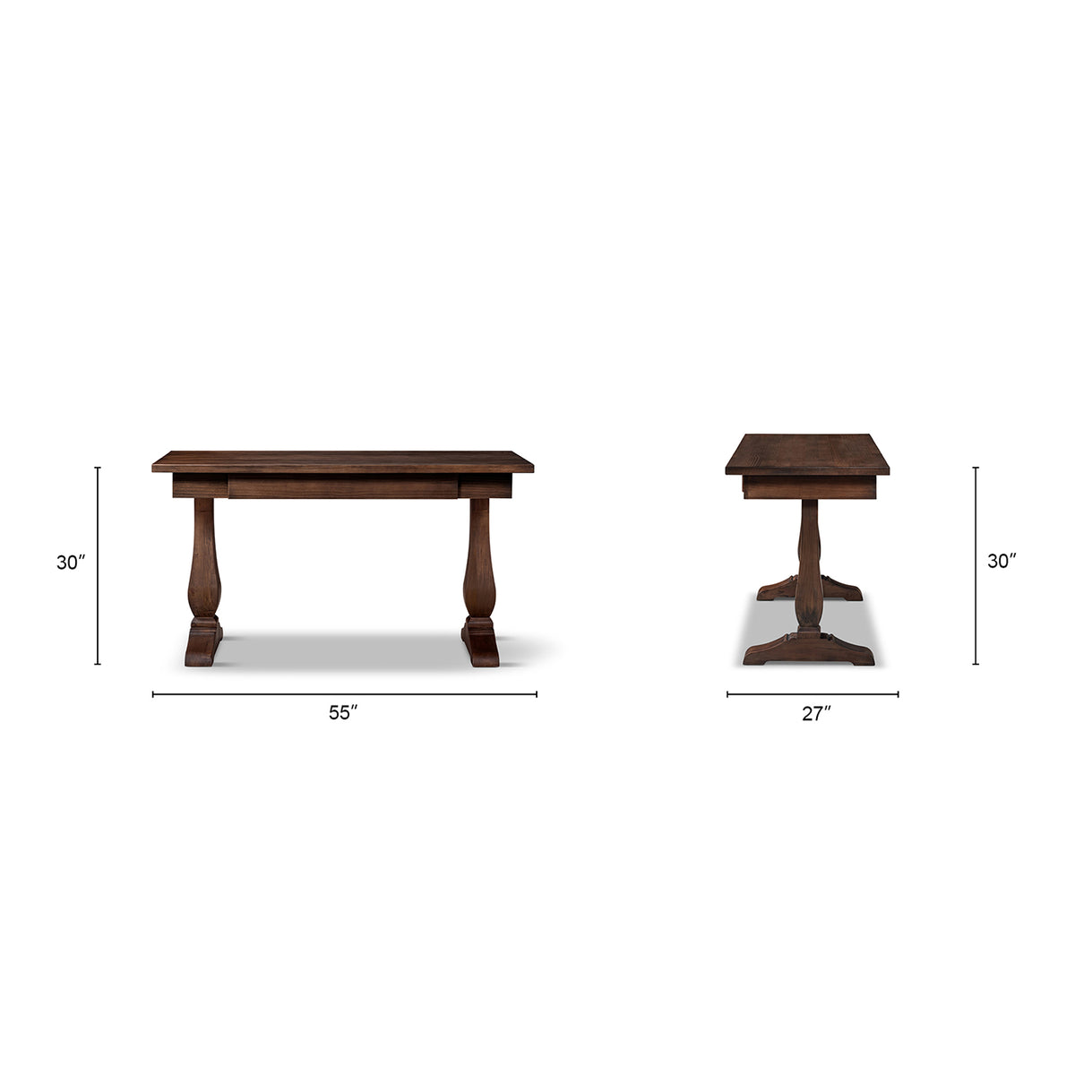 Whitmore 55-Inch Reclaimed Pine Writing Desk, Java Brown
