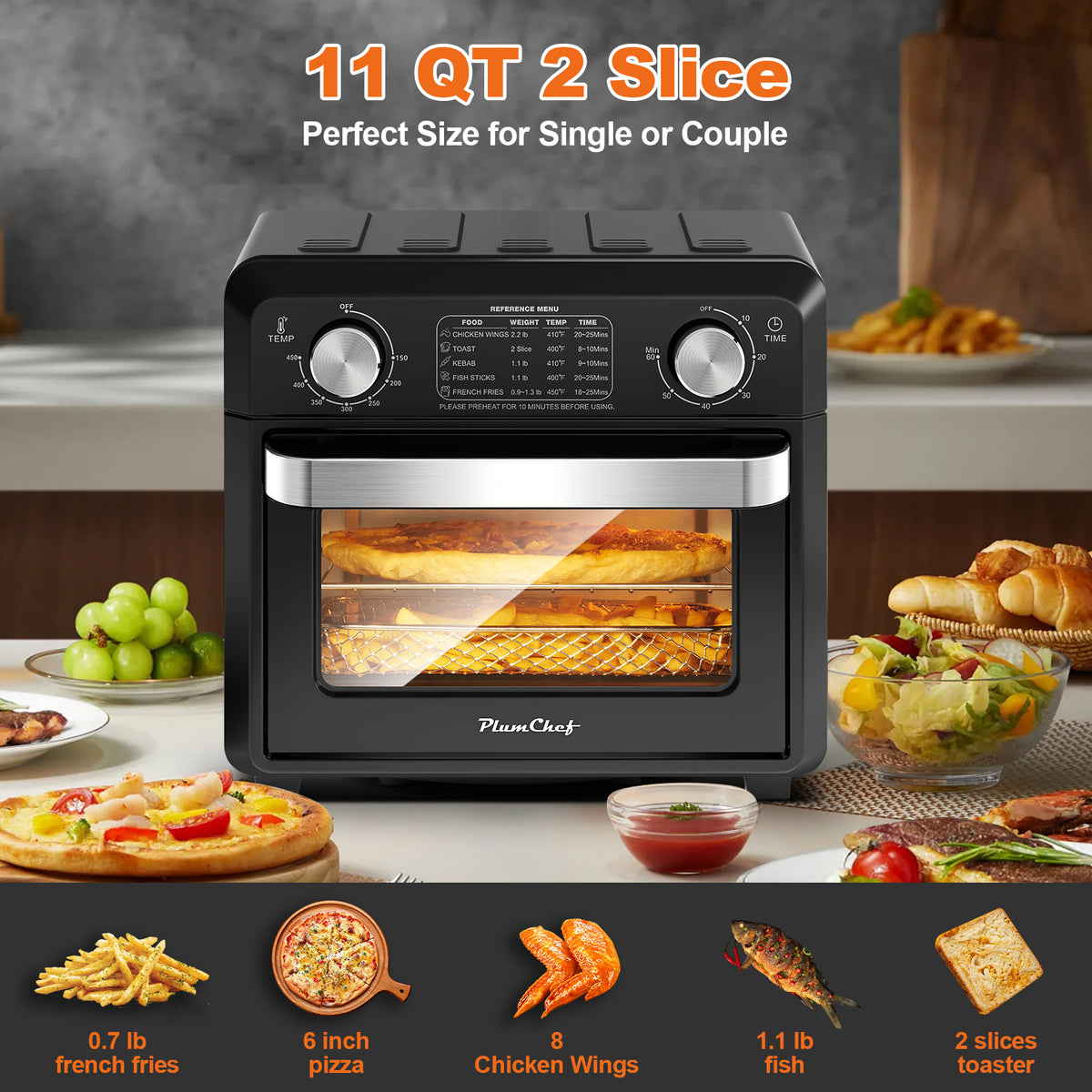 Compact Air Fryer Toaster Oven 11QT