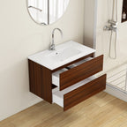 32-Inch Wall-Mounted Bathroom Vanity with Double Drawers