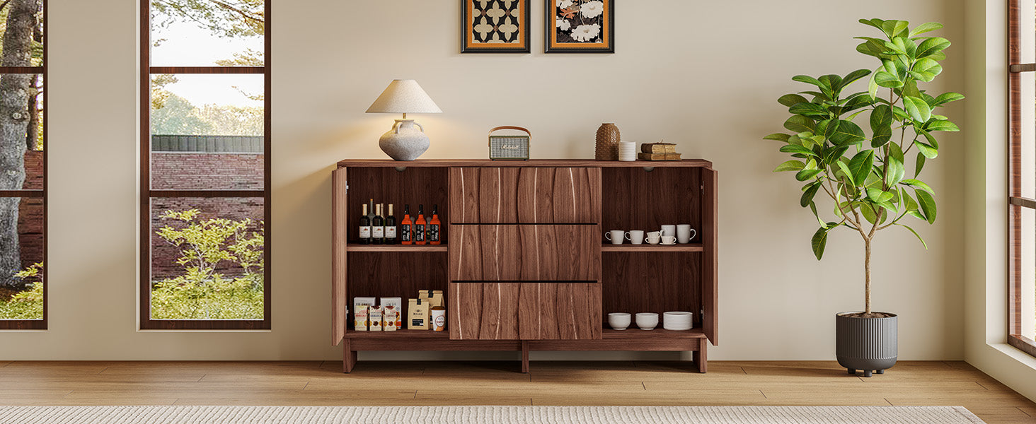 59.1" Buffet Sideboard with 2 Doors and 3 Drawers