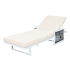 White Iron Outdoor Chaise Lounger Set