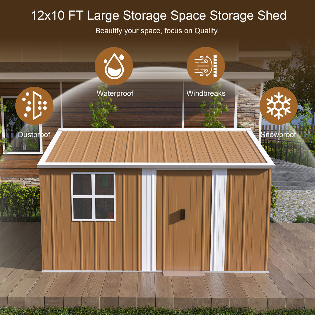 12x10 FT Heavy-Duty Metal Storage Shed