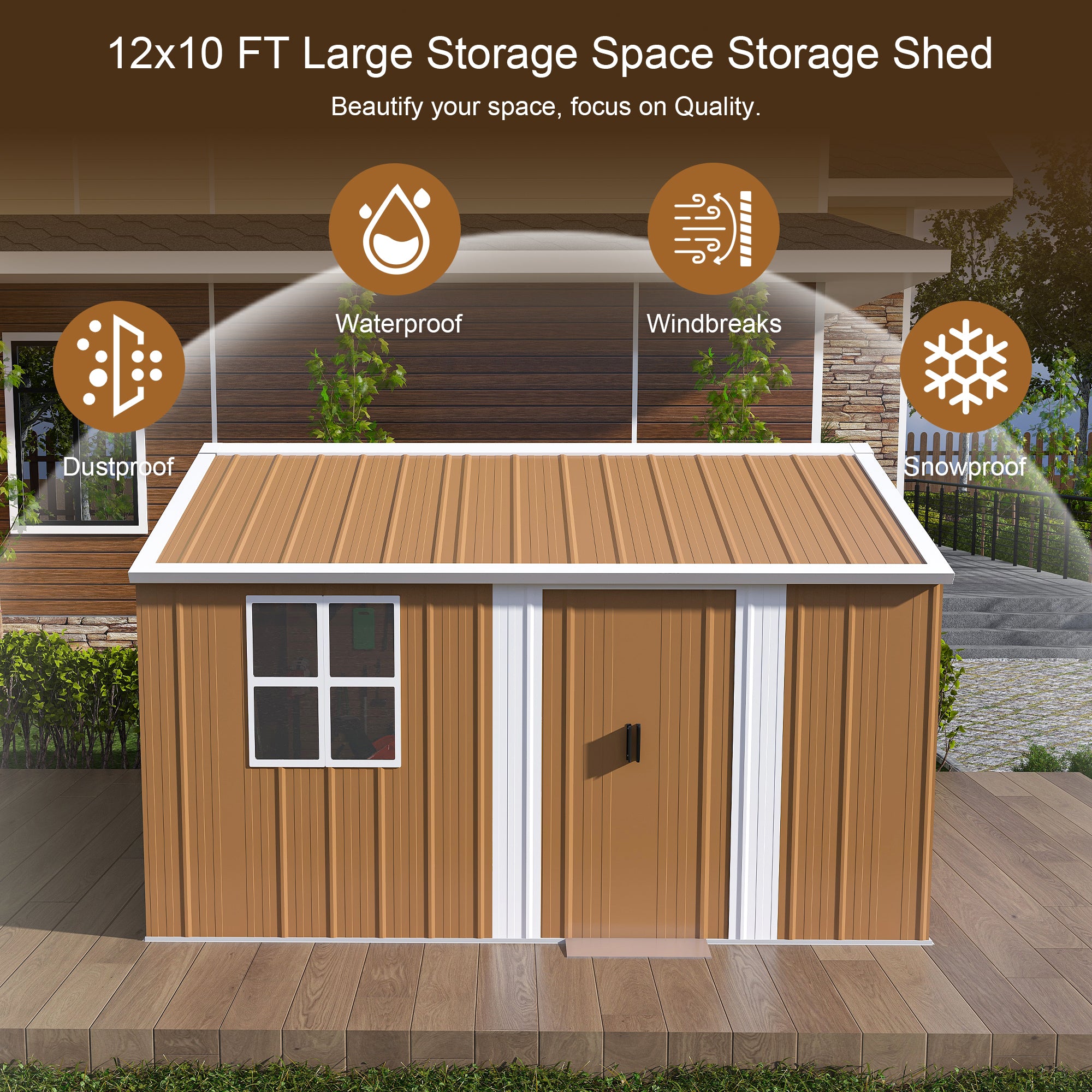 12x10 FT Heavy-Duty Metal Storage Shed