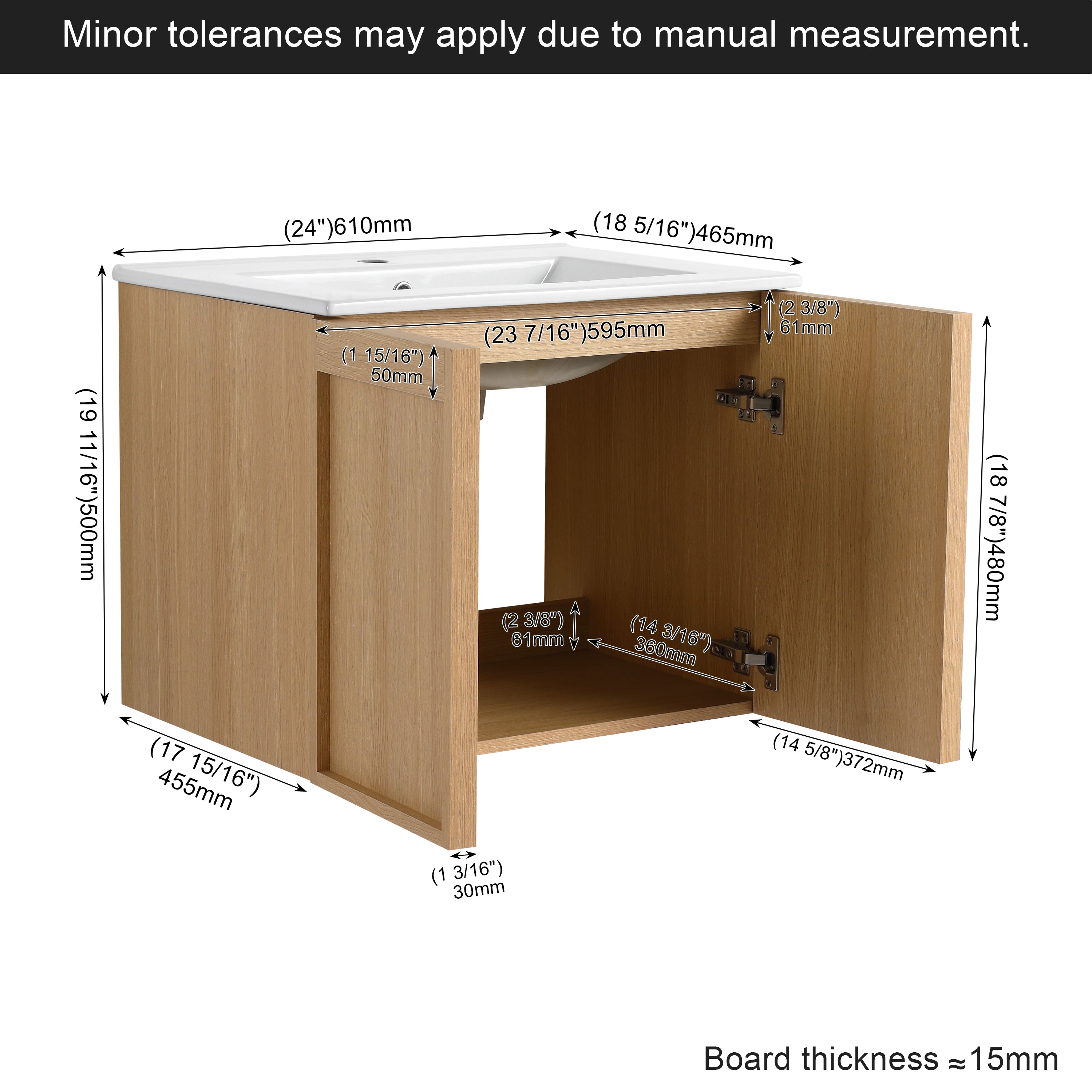 24" Floating Bathroom Vanity with Sink