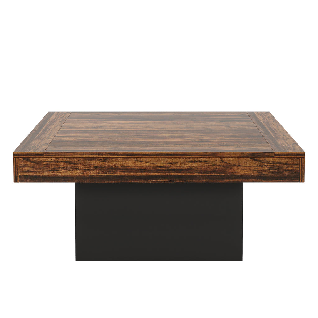 35.4 Inches Farmhouse Square LED Coffee Table – Rustic