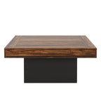 35.4 Inches Farmhouse Square LED Coffee Table – Rustic