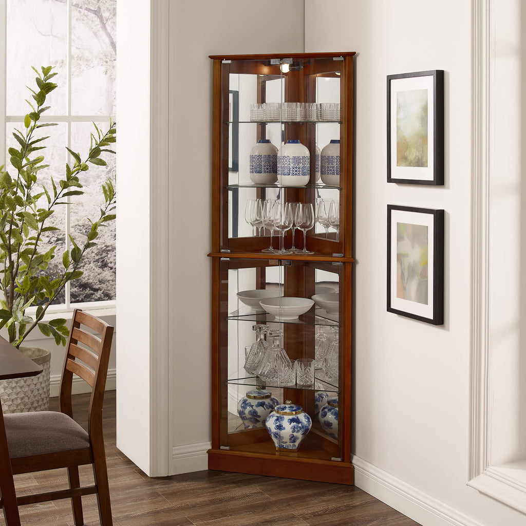 Corner Curio Display Cabinet with Lights
