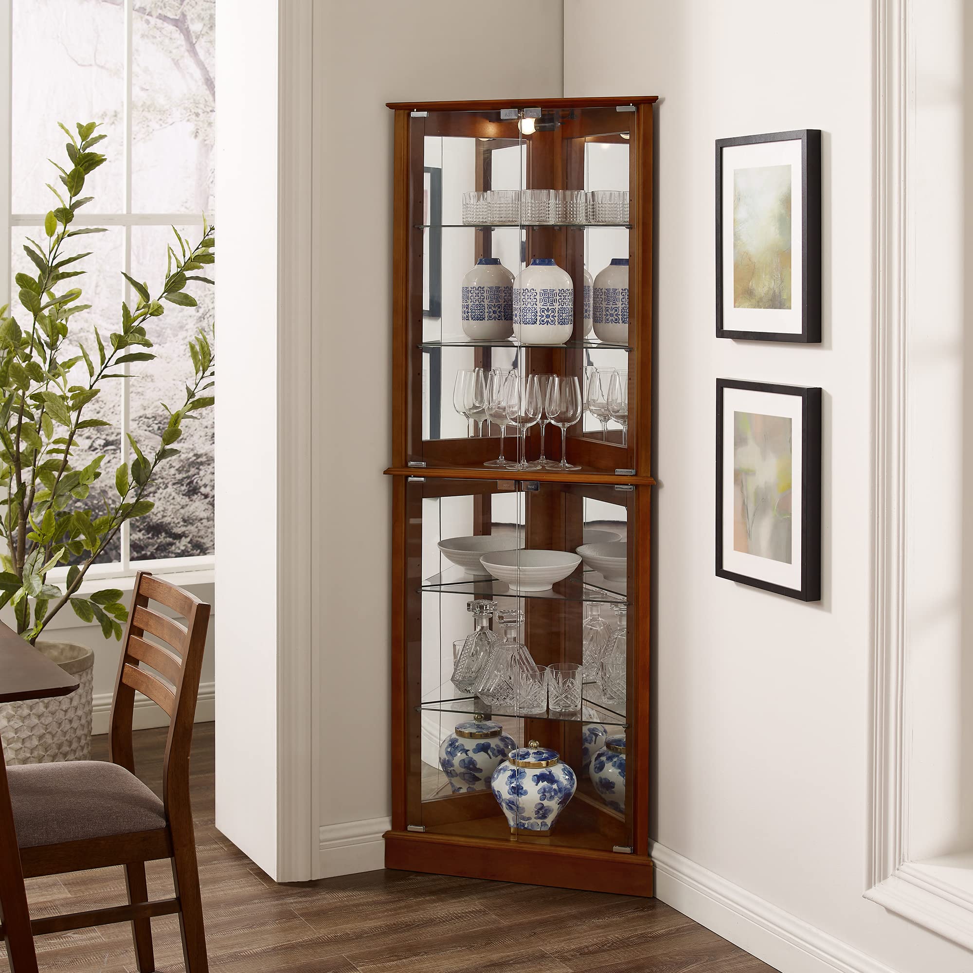 Corner Curio Display Cabinet with Lights