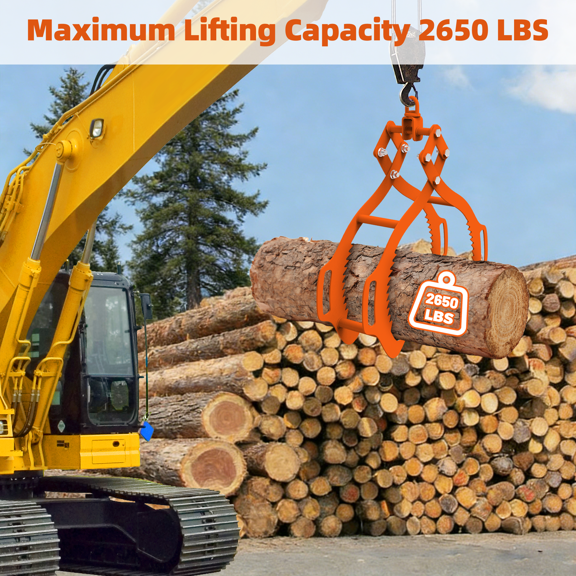 28-Inch Log Lifting Tongs with 4-Claw Heavy Duty Design