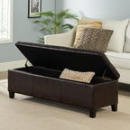 Upholstered PU Leather Storage Ottoman