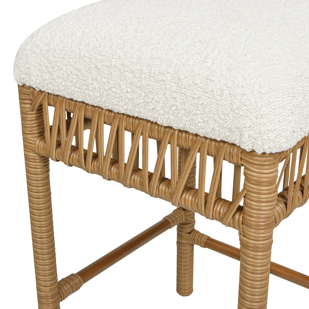Lucia Backless Upholstered Counter Stool, 25.5-Inch, White Boucle