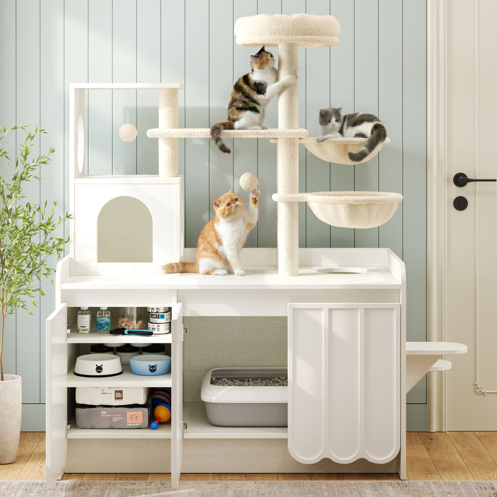 50.6" Cat Tree with Litter Box Enclosure