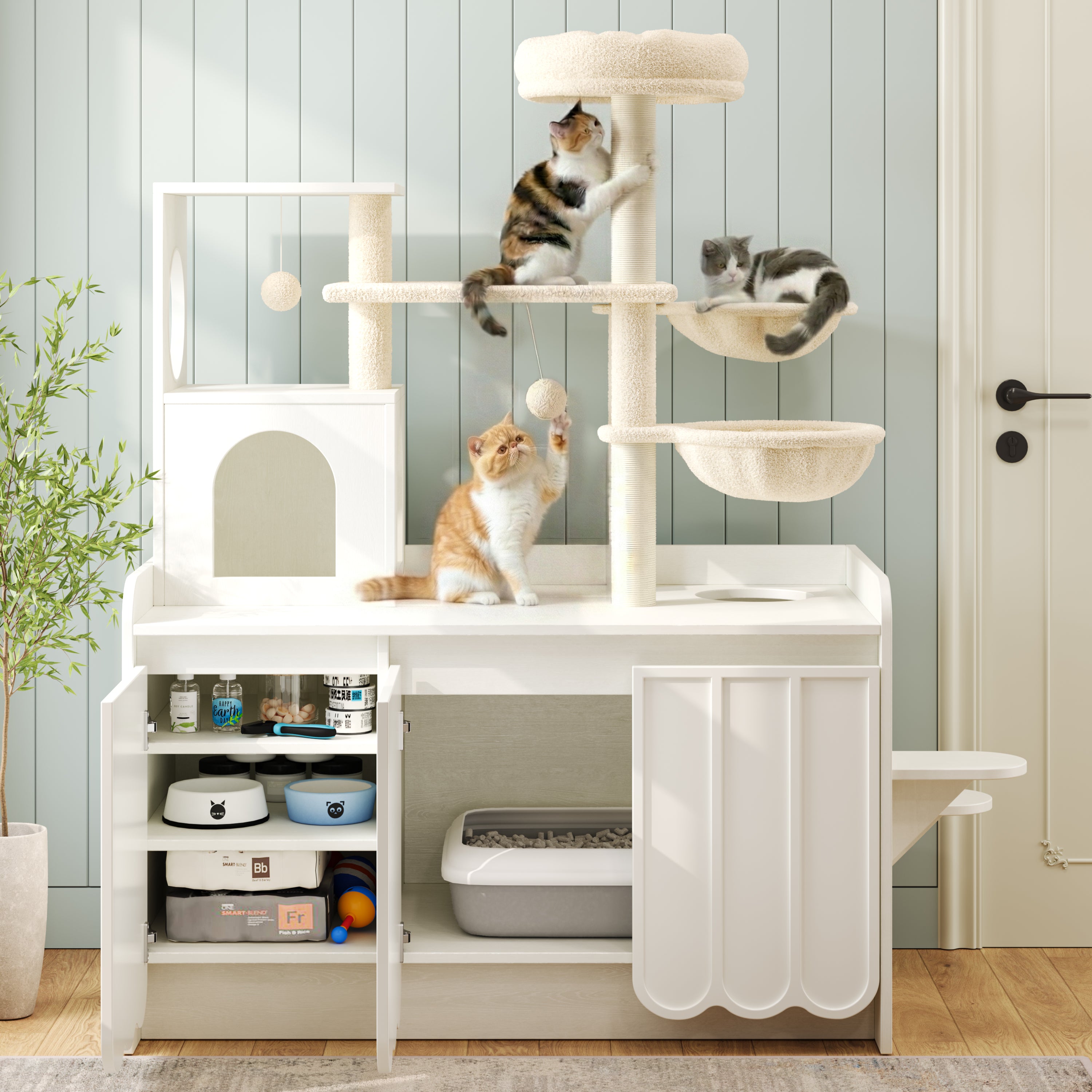 50.6" Cat Tree with Litter Box Enclosure