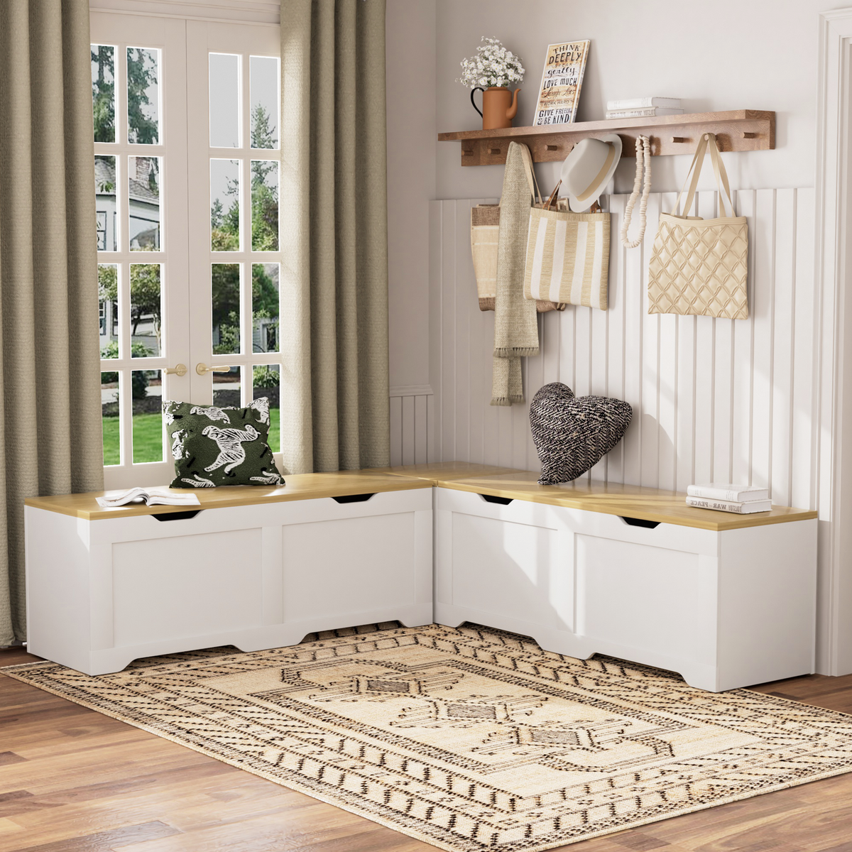 3-Piece L-Shaped Multi-Functional Storage Bench