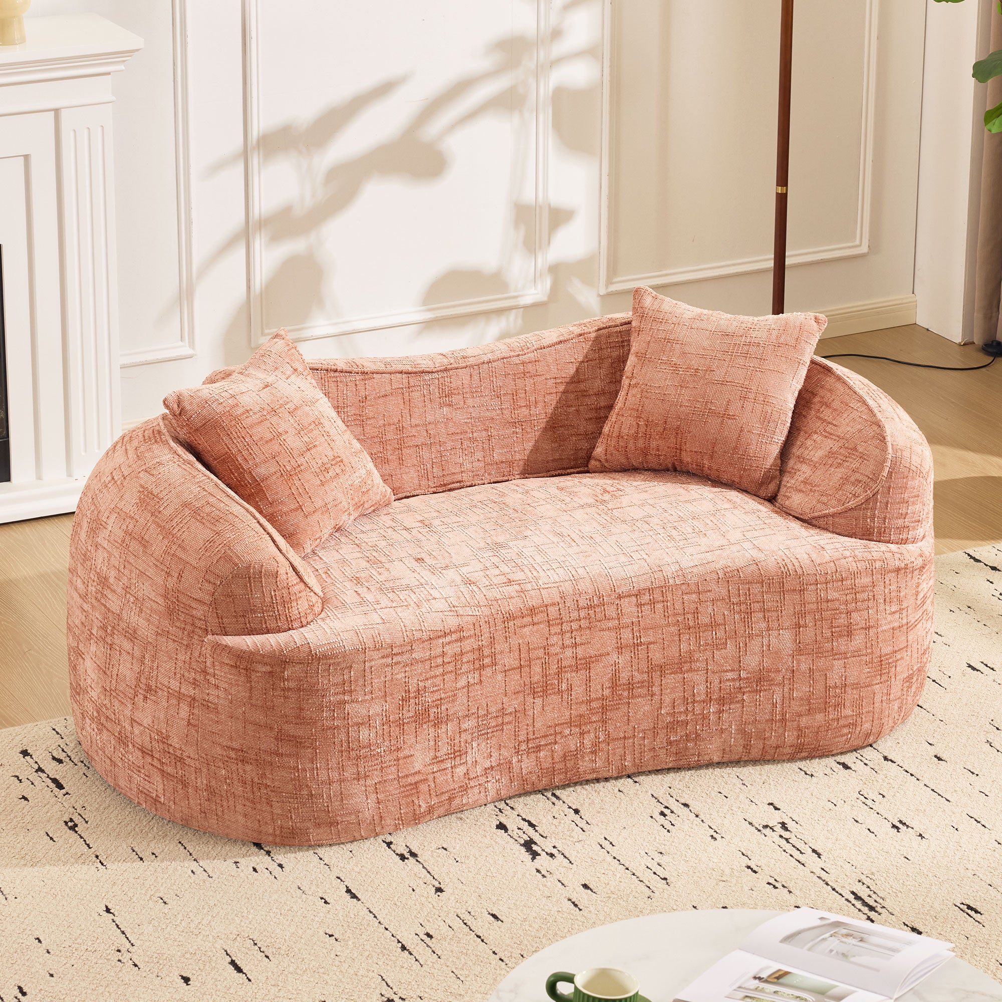 Pink Curved Two-Person Compress Sofa