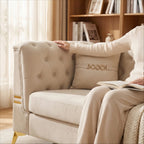 Contemporary Faux Sherpa Fabric Sofa With Pillows