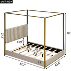 Queen Size Upholstery Canopy Platform Bed with Headboard