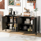 U_Style 61.1'' Modern 4-Vertical Wavy Slatted Doors Sideboard