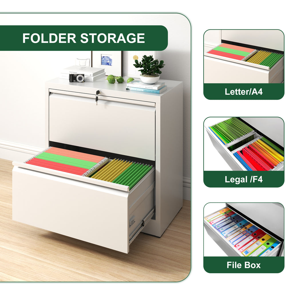 2 Drawer Lateral File Cabinet with Lock