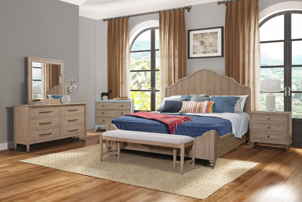 Queen Panel Bed in Unique Sand Finish